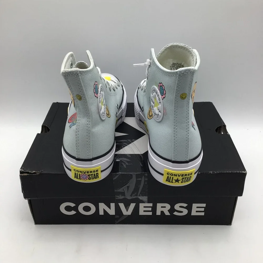 Converse CTAS Lift Hi Sunflower Smiles Blue Platform Sneakers A16296C Size 8 NEW